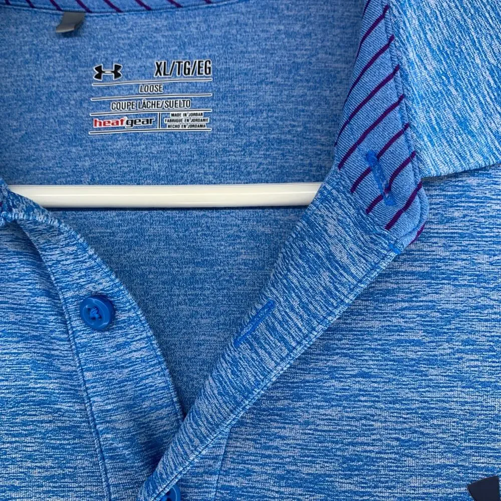 Under Armour Mens HeatGear Loose Fit Polo Heather Blue Size XL - Picture 6 of 11